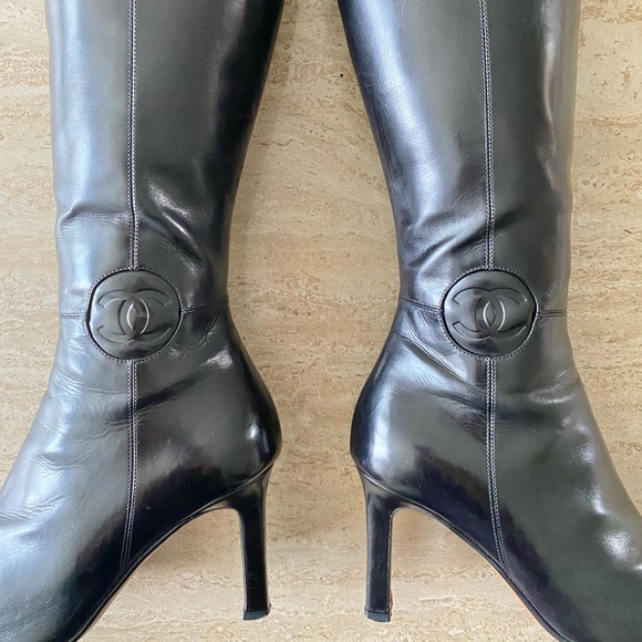 Vintage Chanel CC Knee High Boots - Picture 3 of 12
